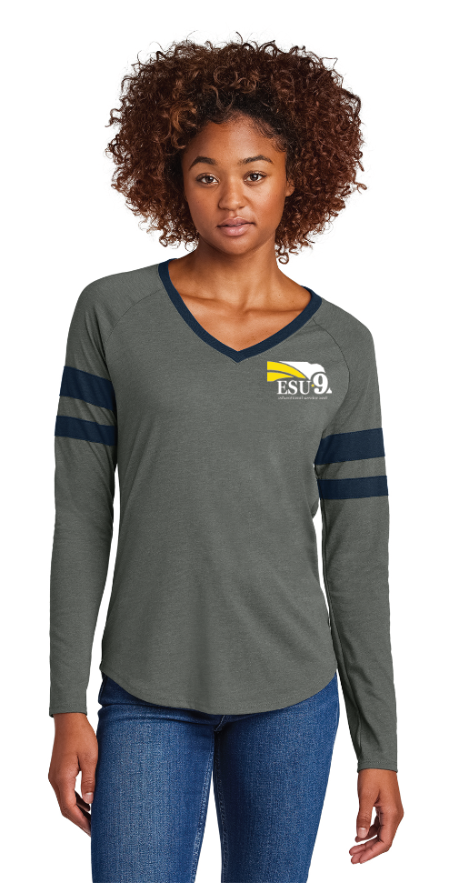 ESU - LST6043 Sport Tek Women’s Halftime Stripe Long Sleeve V-Neck